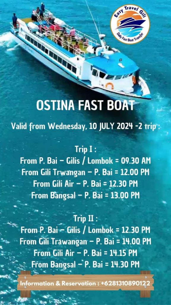 ship departure schedule to gili